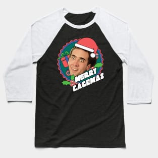 Merry Cagemas Nicolas Cage Christmas Baseball T-Shirt